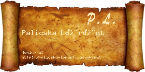 Palicska Lóránt névjegykártya